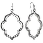 Target Rhodium Artisan Open Cut Design Drop Dangle Earrings - Silver