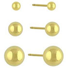 eBay Women's Set of 3 Ball Stud Earrings with 14K Gold Plating in Sterling Silver ...