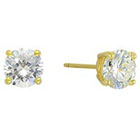 Target Cubic Zirconia Round Stud Earrings with 14k Gold Plating in Sterling Silver - Gold