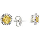 Allura Citrine and Diamond Earrings in Sterling Silver