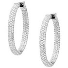 Journee Collection 1 3/4 CT. T.W. Round Cut CZ Pave Set Hoop Earrings in Brass - Silver