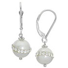 PearLustre by Imperial Sterling Silver 10 MM Freshwater Cultured Pearl and inlaid Crystal drop Earrings