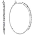 Target Silver Plated Hoop Earring with Stone in Front - Silver/Clear (30 mm)