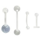 Supreme Jewelry Retainer Variety Pack with Belly, Eyebrow, Tongue, and Lip Ring in Clear