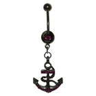 Supreme Jewelry Curved Barbell Belly Ring with Stones in Black and Purple