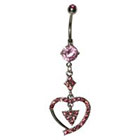 Supreme Jewelry Curved Barbell Belly Ring with Stones in Silver and Pink