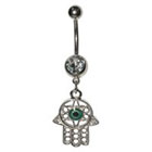 Supreme Jewelry Curved Barbell Belly Ring with Stones in Silver and Clear