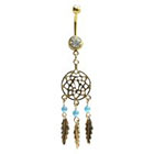 Supreme Jewelry Curved Barbell Belly Ring with Stones in Gold and Clear