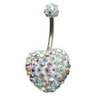 Supreme Jewelry Curved Barbell Belly Ring with Stones in Silver and Rainbow