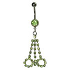 Supreme Jewelry Curved Barbell Belly Ring with Stones in Silver and Green