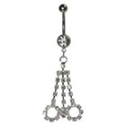 Supreme Jewelry Curved Barbell Belly Ring with Stones in Silver and Clear