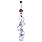 Supreme Jewelry Curved Barbell Belly Ring with Stones in Silver and Purple