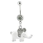 Supreme Jewelry Curved Barbell Belly Ring with Stones in Silver and Clear