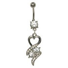 Supreme Jewelry Curved Barbell Belly Ring with Stones in Silver and Clear