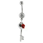 Supreme Jewelry Curved Barbell Belly Ring with Stones in Silver and Clear