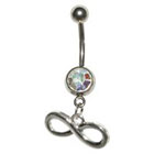 Supreme Jewelry Curved Barbell Belly Ring with Stones in Silver and Rainbow