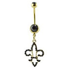 Supreme Jewelry Curved Barbell Belly Ring with Stones in Gold and Black