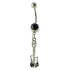 Supreme Jewelry Curved Barbell Belly Ring with Stones in Silver and Black