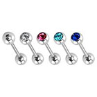 Supreme Jewelry Barbell Tongue Ring with Stones in Multicolor