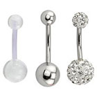 Supreme Jewelry Curved Barbell Belly Ring with Stones in Clear