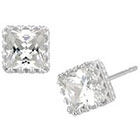 Target Cubic Zirconia Button Stud Earrings with Filigree Boarder Setting -Silver/Clear