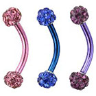 Supreme Jewelry Curved Barbell Eyebrow Ring with Stones in Multicolor