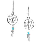 Tressa Collection Handmade Dream Catcher Earrings with Turquoise Beads in Sterling Silver