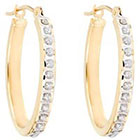 Diamond Oval Sterling Silver Earrings with Accents - Yellow