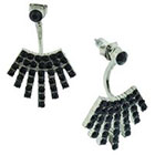 Target Front-Back Earring with Stones - Black/Silver