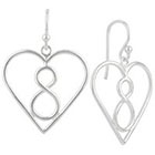 Target Sterling Silver Drop Dangle Heart Earrings with Infinity Shape Design Inside - Silver