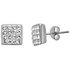 Target Sterling Silver White Pave Square with Swarovski Elements Stud Earrings