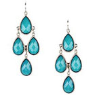 Target Drop Earrings with Stones - Silver and Blue