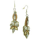 Target Felt Back Earring with Stones, Pearls and Seed Beads - White/Peach