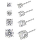 Target Set of 4 Cubic Zirconia Round Stud Earrings with Gift Box in Sterling Silver - Silver/Clear