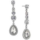 Target Drop Earring with Round and Teardrop Stones - Silver/Clear