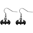 DC Comics Logo Women's DC Comics Batman Logo Cut Out Stainless Steel Hook Dangle Earrings - Black