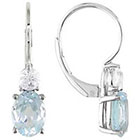 Allura Blue Topaz and Created White Sapphire Leverback Earrings in Sterling Silver