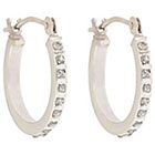 Diamond Round Sterling Silver Earrings with Pave Accents - White