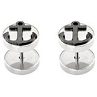 Supreme Jewelry Fake Plug Earrings with Stones in Silver and Black