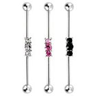 Supreme Jewelry Industrial Barbell Earrings with Stones in Multicolor