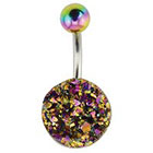 Supreme Jewelry Curved Barbell Belly Ring with Stones in Multicolor