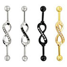 Supreme Jewelry Industrial Barbell Earrings with Stones in Multicolor