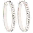 Diamond Oval Sterling Silver Earrings with Accents - White