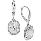 Tevolio Cubic Zirconia Cushion Cut Dangle Earrings - Clear and Silver