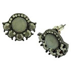 Target Stone Stud Earrings with Foil Back Stone - Grey/Hematite