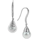 Tevolio Glass Pearl Round Drop Earrings - White/Silver