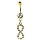 Supreme Jewelry Curved Barbell Belly Ring with Stones in Gold and Clear