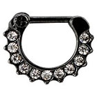 Supreme Jewelry Septum Nose Ring with Stones in Black and Clear