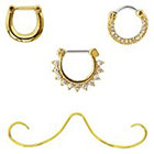 Supreme Jewelry Septum Nose Ring with Stones in Gold and Clear