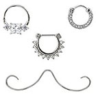 Supreme Jewelry Septum Nose Ring with Stones in Silver and Clear